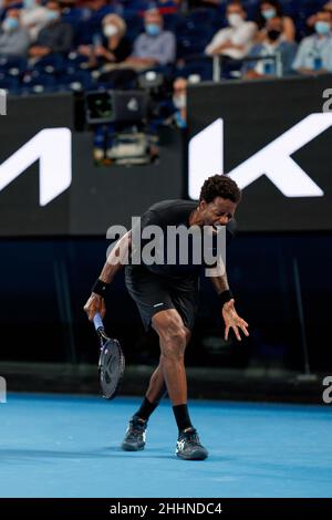 Melbourne, Australia. 25th Jan 2022. GAEL MONFILS (fra) in azione al 2022 Australian Open martedì 2022 gennaio, Melbourne Park Credit: Corleve/Alamy Live News Foto Stock