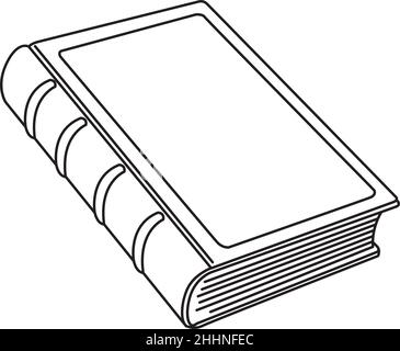 Libro antico tracciato su sfondo bianco, illustrazione vettoriale Illustrazione Vettoriale