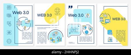 Modello di brochure Web 3 0 blu e giallo Illustrazione Vettoriale