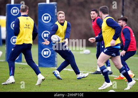 Kyle Steyn in Scozia durante una sessione di allenamento all'Oriam High Performance Centre di Edimburgo. Data foto: Martedì 25 gennaio 2022. Foto Stock