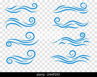 Onde blu. Sfondo vettoriale astratto. Layout per presentazione o pubblicità. Simbolo dell'onda d'acqua e vettore del logo. Foto Stock