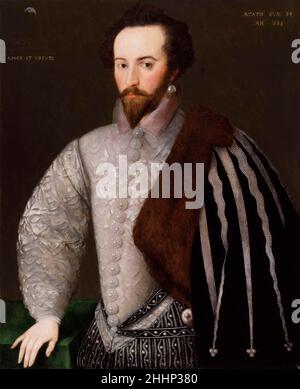 Sir Walter Ralegh (c.. Raleigh (1552 – 29 ottobre 1618) è stato un . Una delle figure più notevoli dell'era elisabettiana, ha giocato una parte principale nella colonizzazione inglese del Nord America, ribellione soppressa in Irlanda, ha aiutato a difendere l'Inghilterra durante l'Armada spagnola e ha tenuto posizioni politiche sotto Elizabeth I. Foto Stock