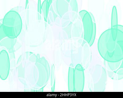Illustrazione astratta minimalista blu verde con ellissi e sfondo bianco Foto Stock