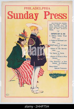Philadelphia Domenica Stampa: 26 maggio 1895 1895 George Reiter Brill American. Philadelphia Sunday Press: 26 maggio 1895. George Reiter Brill (americano, Pittsburgh, Pennsylvania 1867–1918 Florida). 1895. Litografia. Stampa Foto Stock