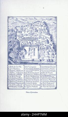 Piano di Gerusalemme dall'esplorazione del mondo, Viaggi celebrati e viaggiatori, Viaggi celebrati da Jules Verne nonfiction. Pubblicato in tre volumi dal 1878 al 1880, i viaggi celebrati e viaggiatori è una storia degli esploratori e avventurieri che viaggiarono fino alle lontane aree del globo, scoprirono le meraviglie di terre esotiche e riempirono gli spazi vuoti sulla mappa del mondo. Con illustrazioni di L. Benet e P. Philippoteaux, Foto Stock