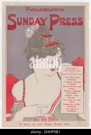 Pubblicità per Philadelphia Domenica Stampa: 13 ottobre 1895 1895 George Reiter Brill. Pubblicità per Philadelphia Domenica Stampa: 13 ottobre 1895. George Reiter Brill (americano, Pittsburgh, Pennsylvania 1867–1918 Florida). 1895. Litografia Foto Stock