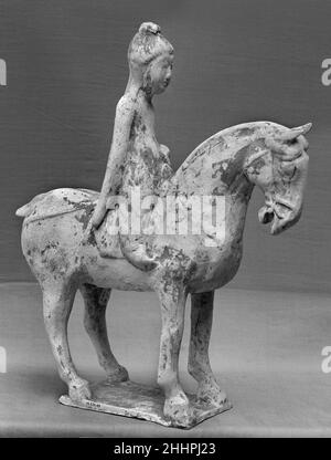 Cavallo e pilota 7th–8th secolo Cina. Cavallo e pilota. Cina. 7th–8th secolo. Terracotta. Dinastia di Tang (618–907). Terracotta della tomba Foto Stock