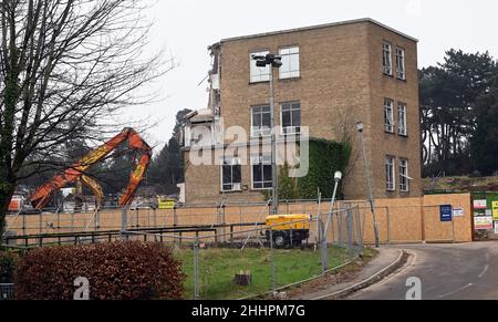 BBC Wales HQ Llandaff, Cardiff demolizione Foto Stock