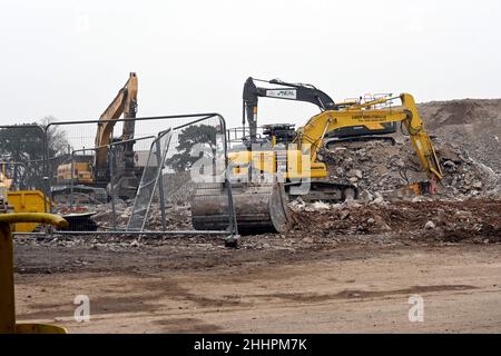 BBC Wales HQ Llandaff, Cardiff demolizione Foto Stock