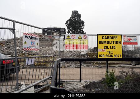 BBC Wales HQ Llandaff, Cardiff demolizione Foto Stock