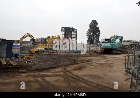 BBC Wales HQ Llandaff, Cardiff demolizione Foto Stock