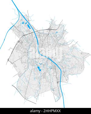 Salisburgo, Salisburgo, Austria mappa vettoriale ad alta risoluzione con confini della città e percorsi modificabili. Contorni bianchi per le strade principali. Molti percorsi dettagliati. BL Illustrazione Vettoriale