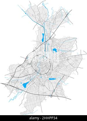 Leuven, Brabante Fiammingo, Belgio mappa vettoriale ad alta risoluzione con confini della città e percorsi modificabili. Contorni bianchi per le strade principali. Molti percorsi dettagliati Illustrazione Vettoriale