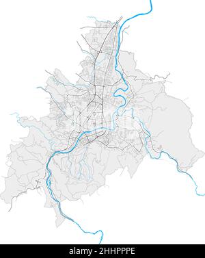 Banjaluka, Republika Srpska, BosniaandErzegovina mappa vettoriale ad alta risoluzione con confini della città e percorsi modificabili. Contorni bianchi per le strade principali. M Illustrazione Vettoriale