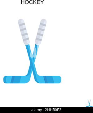 Hockey semplice vettore icona.perfetto colore moderno pittogramma su tratto modificabile. Icone di hockey per il vostro progetto di business Illustrazione Vettoriale