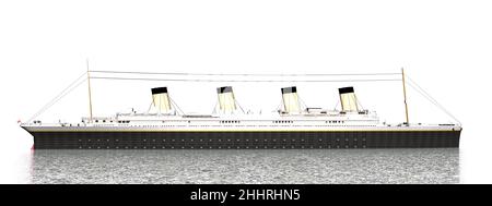 Nave Titanic sull'acqua- 3D resa Foto Stock