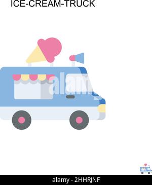 Ice-cream-Truck semplice icona vettoriale.perfetto colore moderno pittogramma su tratto modificabile. Icone gelato-camion per il vostro progetto di affari Illustrazione Vettoriale