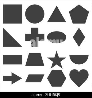 Set di forme geometriche. Forme geometriche per l'insegnamento a scuola Illustrazione Vettoriale
