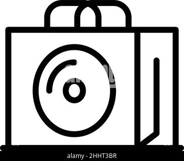 Vettore di contorno dell'icona del negozio di computer. Negozio di laptop. Cellulare online Illustrazione Vettoriale