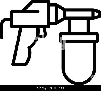 Grande pittore spruzzatore icona contorno vettore. Pistola di verniciatura. Carrozzeria auto Illustrazione Vettoriale