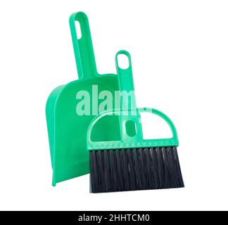 paletta verde per paletta e spazzola isolate sul bianco Foto Stock