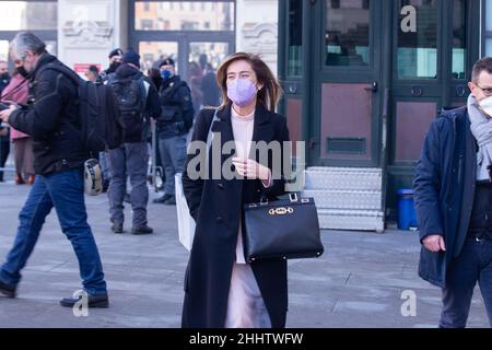 Roma, Italia. 25th Jan 2022. Mariaelena Boschi arriva a Montecitorio Palace per il voto per l'elezione del nuovo Presidente della Repubblica (Credit Image: © Matteo Nardone/Pacific Press via ZUMA Press Wire) Foto Stock