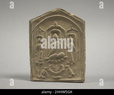 Votive Tablet Cina. Tablet votivo. Cina. Terracotta non smaltata. Dinastia di Tang (618–907). Scultura Foto Stock