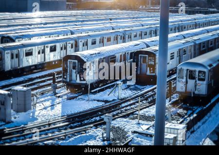 Treno Yard - Queens - NYC Foto Stock