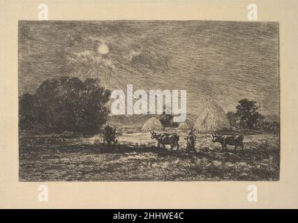 Clair de Lune à Valmondois 1877 Charles-Francis Daubigny Francese. Clair de Lune à Valmondois 410893 Foto Stock