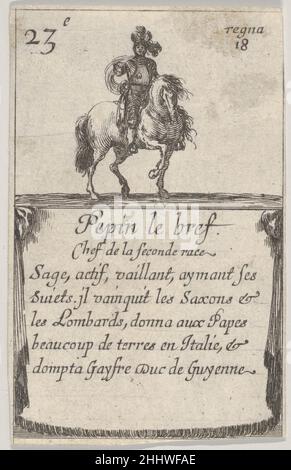 Pepin le Bref / Chef de la seconda gara..., da 'gioco dei Re di Francia' (Jeu des Rois de France) 1644 Stefano della Bella italiano. Pepin le Bref / Chef de la seconda gara..., dal 'gioco dei Re di Francia' (Jeu des Rois de France) 412342 Foto Stock
