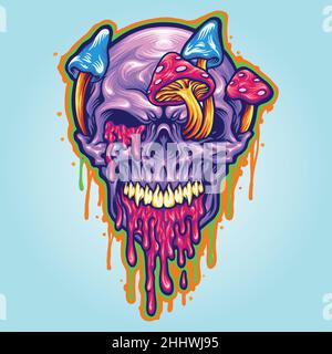 Testa Joker Fumare Joint Cloud illustrazioni vettoriali per il tuo lavoro Logo, t-shirt merchandising mascotte, adesivi e disegni etichette, poster, biglietto d'auguri Illustrazione Vettoriale