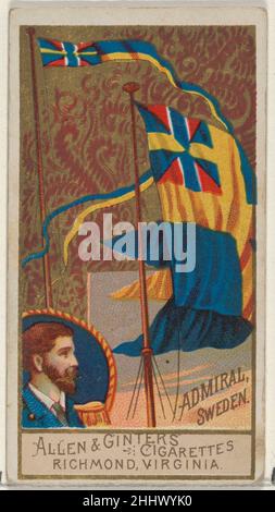 Ammiral, Svezia, della serie Naval Flags (N17) per Allen & Ginter Cigarettes Brands ca. 1888 carte Allen & Ginter American Trade della serie 'Naval Flags' (N17), emesse ca. 1888 in un set di 50 carte per promuovere sigarette a marchio Allen & Ginter. Ammiral, Svezia, della serie Naval Flags (N17) per Allen & Ginter Cigarettes Brands 408567 Foto Stock