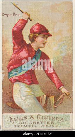 Dwyer Brothers, della serie Racing Colors of the World (N22b) per sigarette Allen & Ginter 1888 Allen & Ginter American Trade cards della serie 'Racing Colors of the World' (N22b), pubblicata nel 1888 in un set di 50 carte per promuovere sigarette a marchio Allen & Ginter. La serie è stata pubblicata in due varianti. N22a comprende un bordo bianco intorno al perimetro di ciascuna scheda e N22b non lo fa. Dwyer Brothers, della serie Racing Colors of the World (N22b) per sigarette Allen & Ginter 409490 Foto Stock