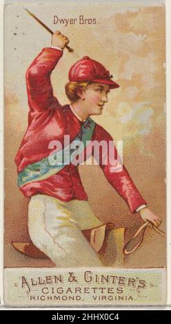 Dwyer Brothers, della serie Racing Colors of the World (N22b) per sigarette Allen & Ginter 1888 Allen & Ginter American Trade cards della serie 'Racing Colors of the World' (N22b), pubblicata nel 1888 in un set di 50 carte per promuovere sigarette a marchio Allen & Ginter. La serie è stata pubblicata in due varianti. N22a comprende un bordo bianco intorno al perimetro di ciascuna scheda e N22b non lo fa. Dwyer Brothers, della serie Racing Colors of the World (N22b) per sigarette Allen & Ginter 409489 Foto Stock