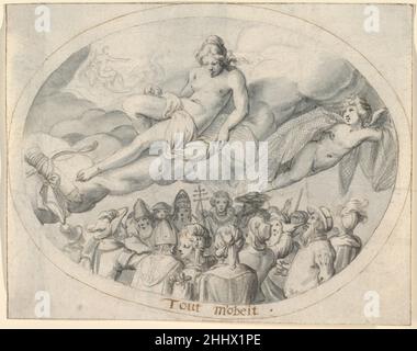 Emblem Drawing ('i rule Everything') inizio 17th secolo Jacob Matham Netherlandish. Disegno emblema ('Io regolo tutto') 428697 Foto Stock