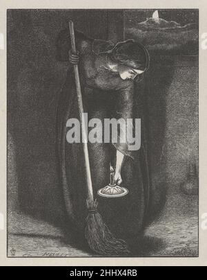 The Lost Piece of Silver (le parabole di nostro Signore e Salvatore Gesù Cristo) 1864 dopo Sir John Everett Millais British ci sono voluti sette anni a Millais per disegnare venti immagini ispirate dalle parabole del nuovo Testamento per i fratelli Dalziel, e le stampe risultanti sono considerate pinnacoli di illustrazione incisa in legno. L'artista ha scritto ai suoi editori: "Posso fare disegni ordinari con la stessa rapidità della maggior parte degli uomini, ma questi disegni possono essere considerati alla stessa luce, ogni parabola che illustro forse una dozzina di volte prima di risolvere [l'immagine]". Dopo aver completato un disegno, Millais lo trasferì in un woodbl Foto Stock