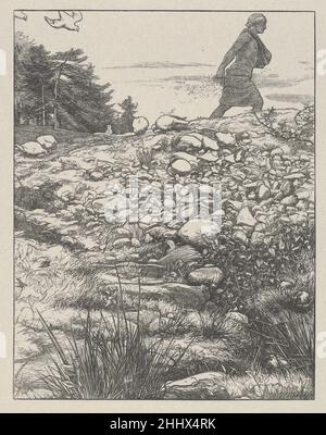 Il seminatore (le parabole del nostro Signore e Salvatore Gesù Cristo) 1864 dopo Sir John Everett Millais British ci sono voluti sette anni Millais per disegnare venti immagini ispirate dalle parabole del nuovo Testamento per i fratelli Dalziel, e le stampe risultanti sono considerate pinnacoli di illustrazione incisa in legno. L'artista ha scritto ai suoi editori: "Posso fare disegni ordinari con la stessa rapidità della maggior parte degli uomini, ma questi disegni possono essere considerati alla stessa luce, ogni parabola che illustro forse una dozzina di volte prima di risolvere [l'immagine]". Dopo aver completato un disegno, Millais lo trasferì in un blocco di legno rivestito con Foto Stock