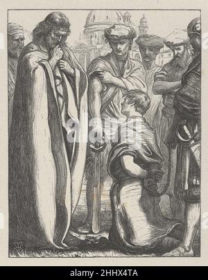 1864 dopo Sir John Everett Millais British ci sono voluti sette anni Millais per disegnare venti immagini ispirate alle parabole del nuovo Testamento per i fratelli Dalziel, e le stampe risultanti sono considerate pinnacoli di illustrazione incisa in legno. L'artista ha scritto ai suoi editori: "Posso fare disegni ordinari con la stessa rapidità della maggior parte degli uomini, ma questi disegni possono essere considerati alla stessa luce, ogni parabola che illustro forse una dozzina di volte prima di risolvere [l'immagine]". Dopo aver completato un progetto, Millais lo trasferì in un blocco di legno Foto Stock