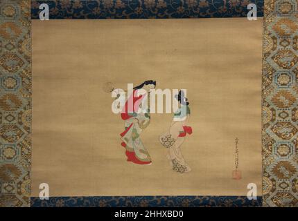 Donna e Attendant 18th secolo Nishikawa Sukenobu giapponese. Donna e assistente. Nishikawa Sukenobu (giapponese, 1671–1750). Giappone. 18th secolo. Rotolo sospeso; inchiostro e colore su seta. Periodo Edo (1615–1868). Dipinti Foto Stock