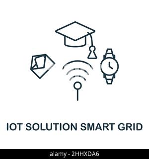 Icona Smart Grid. Elemento di linea dalla raccolta di soluzioni iot. Simbolo dell'icona Smart Grid lineare per il web design, l'infografia e altro ancora. Illustrazione Vettoriale