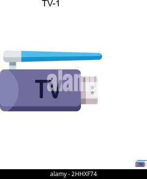 TV-1 icona vettore semplice. Modello di disegno del simbolo di illustrazione per l'elemento dell'interfaccia utente mobile Web. Illustrazione Vettoriale