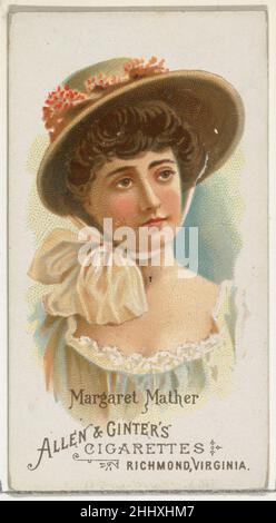 Margaret Mather, da World's Beauties, Serie 1 (N26) per Allen & Ginter Cigarettes 1888 Allen & Ginter American Trade cards from 'World's Beauties,' Serie 1 (N26), rilasciato nel 1888 in un set di 50 carte per promuovere sigarette a marchio Allen & Ginter. Margaret Mather, da World's Beauties, Serie 1 (N26) per sigarette Allen & Ginter 410026 Foto Stock