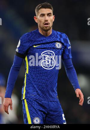 Jorginho di Chelsea - Chelsea v Tottenham Hotspur, Premier League, Stamford Bridge, Londra, UK - 23rd gennaio 2022 solo per uso editoriale - si applicano le restrizioni DataCo Foto Stock