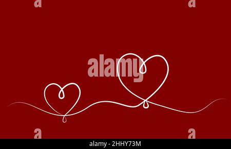 Illustrazione vettoriale del disegno della linea cardiaca. Bianco su rosso Illustrazione Vettoriale