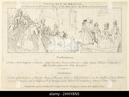 Key with List of Performers to: The Indian Emperor, or, the Conquest of Mexico, Act 4, scene 4 Febbraio 1, 1791 dopo William Hogarth British. Key with List of Performers to: The Indian Emperor, OR, The Conquest of Mexico, Act 4, scene 4 421490 Foto Stock