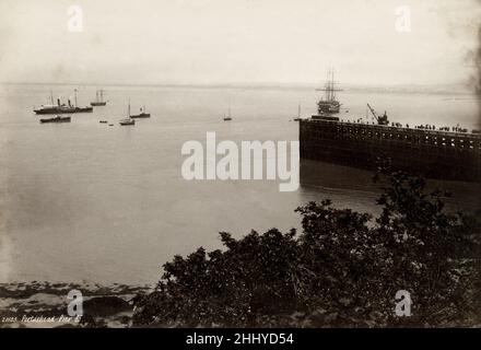 Fotografia d'epoca, fine 19th, inizio 20th secolo, vista del molo di Portishead, Bristol Foto Stock