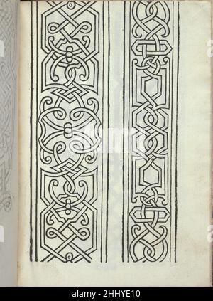 Libro quarto. De rechami per elquale se impara in diuersi Modelordine e il modo di recamare...Opera nua, page 11 (recto) ca. 1532 Alessandro Paganino italiano pubblicato da Alessandro Paganini, italiano, attivo 16th secolo.Ricamo design composto da 2 colonne verticali di motivi interlacciati. Libro quarto. De rechami per elquale se impara in diuersi Modelordine e il modo di recamare...Opera nua, pag. 11 (recto) 659841 Foto Stock