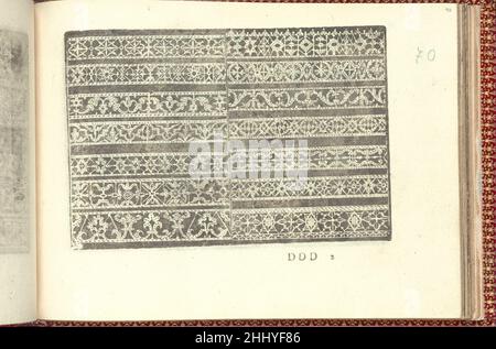 Corona delle Nobili et Virtuose Donne: Libro i-IV, pagina 70 (recto) 1601 Cesare Vecellio Italian Published by Cesare Vecellio, Italian, Pieve di Cadore 1521-1601 Venezia, Venice.From top to bottom, and left to right:Design composto da 7 registri orizzontali separati in metà. Ogni mezzo registro è decorato con un diverso motivo floreale. Corona delle Nobili e Virtuose Donne: Libro i-IV, pagina 70 (recto) 661904 Foto Stock