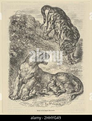 Tigress attaccata da una Tigre mentre Nursing suo giovane 1853 Eugène Delacroix francese. Tigress attaccata da una Tigre mentre la Nursing sua giovane 337388 Foto Stock