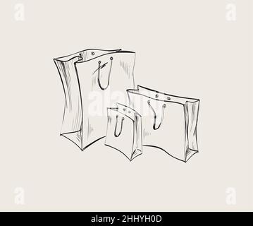Shopping sacchetti di carta Criciolati Bag di illustrazione di Vector carta Criciolato Illustrazione di Vector. Illustrazione Vettoriale